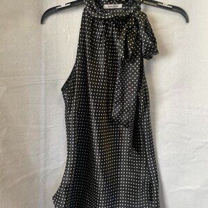 EUC Sans Souci Women's Black & White Polka Dot Blouse size Medium